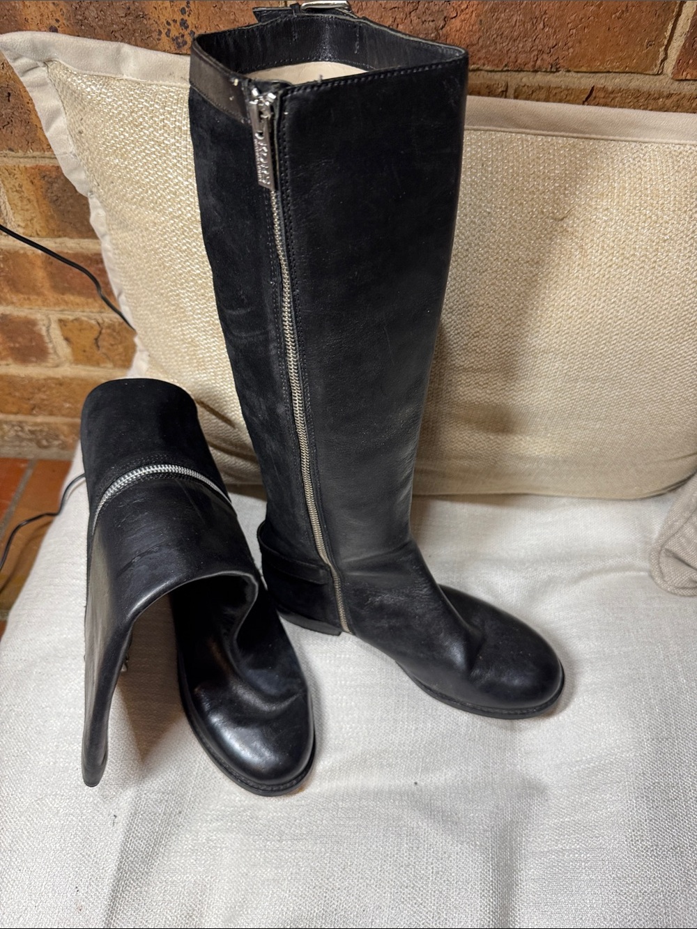 Michael Kors Black Leather Over-the-Knee Zip Boots